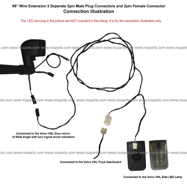 Hood Mirror Black Driver & Passenger Side with Mounting Kits Fit: Volvo VNL VN VNM Trucks