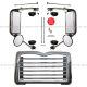 Metal Grille with Surround Chrome Plastic & Door Mirror Heated Stainless with Arm  Driver and Passenger Side (Fit: Mack CT713 GU713 GU813 Truck)