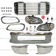 Metal Chrome Central Bumper & Bumper Ends with Headlights & Headlight Bezels Chrome Driver & Passenger Side and Grille Chrome (Fit: Freightliner M2 106 112 Business Class) 