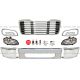 Steel Chrome Central Bumper & Bumper Ends with Headlights & Headlight Bezels Chrome Driver & Passenger Side and Grille Chrome (Fit: Freightliner M2 106 112 Business Class) 