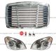 Grille Chrome with Bug Net and Headlight -Driver and Passenger Side (Fits: Freightliner Cascadia 2008-2015 Truck)