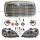 Grille Chrome & Headlight with LED Strip & Fog light and Signal Corner Lamp - Driver & Passenger  (Fit: Freightliner Columbia Truck)