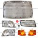 Grille Chrome and  Air Intake Grille Chrome and Headlight with Corner Light Driver & Passenger SIde ( Fit: Volvo VNL 1998-2003 Trucks )