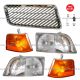 Air Intake Grille Chrome and Headlight with Corner Light Driver & Passenger SIde ( Fit: Volvo VNL 1998-2003 VNM 1998-2015 Trucks )