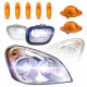 11 Pcs - LED Cab Roof Lights And Side Marker/Turn Signal Lights Plus Headlights And Fog Lights With LED Bulbs - Driver & Passenger Side ( Fits: 2008 - 2017 Freightliner Cascadia ) 