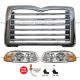 Metal Grille with Surround Chrome and Headlight Driver and Passenger Side (Fit: Mack CT713 GU813)