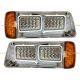 LED Headlight with Amber LED Turn Signal Light and Chrome Bezel with Back Housing Base - Driver and Passenger Side (FIt: 1989-2003 Freightliner FLD)