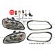 4 Pieces Combo - Headlamp with LED Strip & Headlight Bezel Chrome - Driver & Passenger Side (Fit: Freightliner M2 106 112 Business Class)
