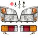 Headlight and Corner light with LED Bulbs Cold White Plus LED Tail Light - Driver and Passenger Side (Fit: Mitsubishi FUSO FE180 FE145 FE140 FE84D FE84W FE83D Trucks)