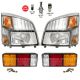 Headlight and Corner light with LED Bulbs Cold White Plus LED Tail Light - Driver and Passenger Side (Fit: Mitsubishi FUSO FE180 FE145 FE140 Trucks)