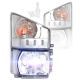 4 Piece Combo - Headlights With LED Bulbs And Corner Lamps - Driver and Passenger Side (Fit: 2008-2017 Isuzu NRR and NPR, 2008-2010 GMC W4000 W4500 Trucks)