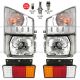  Headlights and Corner Lamp with LED Bulbs Cold White Plus LED Tail Light - Driver & Passenger Side (Fit: 2008-2017 Isuzu NRR and NPR, 2008-2010 GMC W4000 W4500 Trucks)