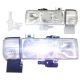 4 Piece Combo - Headlight With LED Bulbs Plus Mounting Bracket And Corner Lamp - Driver and Passenger Side (Fit: Nissan UD 1800, UD 2000, UD 2300, UD 2600, UD 3300 Trucks) 