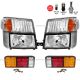 Headlight and Turn Signal Light with LED Bulbs Cold White Plus LED Tail Light - Driver & Passenger Side (Fit: 2012-2022 Mitsubishi Fuso Canter FE85D FE140 FE145 FE180 FG4X4)