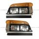 Headlight with Corner Lamp and Bezel & Amber Ornament Reflector with Bottom Garnish Trim - Driver and Passenger Side (Fit: 1995-2005 Isuzu NPR NRR, GMC W4000 W4500 Trucks.)	
