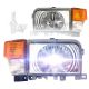 4 Pieces Combo - Headlight With LED Bulb Plus Corner Lamp and Turn Signal Light - Driver and Passenger Side (Fit: 1995-2010 Nissan UD1400 Truck) 