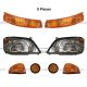 8 Piece Combo - Headlight & Front Turn Signal Corner Light Bar & Side Indicator Lamp and Reflector on Door - Driver and Passenger Side (Fit: 2009-2010 Hino 155)