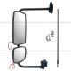 Door Mirror Black HEATED With Bracket Arm - Driver Side (Fit: 2003-2023 Freightliner 108SD 114SD M2 100 106 112 Bussiness Class) 