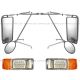 4 Pcs Combo - Stainless Steel Door Mirror with Bracket Arms Plus Headlight Assembly ( Fit: 1990-2002 International 4700 4900 8100 8200 8300 )