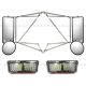 Stainless Door Mirror With Mounting Bracket Arm And LED Headlight Assembly - Driver & Passenger Side (Fits: 1980 - 2004 Peterbilt 379 1987 - 2004 Peterbilt 357 Trucks) 
