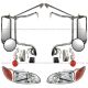 Door Mirror Heated Stainless W/ Chrome Mount Bracket & Cover & Headlight & Marker light - Driver and Passenger Side Fit: ( after 2005 Peterbilt ) 325 330 335 337 340 348 382 384 386 387 
