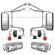 Door Mirror Heated Powered Stainless W/ Black Mount Bracket & Cover & Headlight & Marker light - Driver and Passenger Side ( Fit: 2005-2009 PETERBILT 357 378 379 2005-2020 PETERBILT 365 367 )  
