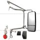 Door Mirror Power & Heated Stainless Chrome Cover with Bottom Mount Bracket & Cover Black & LED Marker light  - Passenger Side Fit: Peterbilt 335 340 357 382 385 386 325 330 348 388 389 365 367 Truck