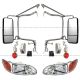 Door Mirror Heated Powered Stainless W/ Chrome Mount Bracket & Cover & Headlight & Marker light - Driver and Passenger Side Fit: ( after 2005 Peterbilt ) 325 330 335 337 340 348 382 384 386 387