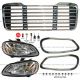 5 Pieces Combo - Headlamp & Grille with Headlight Bezel Chrome - Driver & Passenger Side (Fit: Freightliner M2 106 112 Business Class )