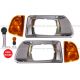 4 Pieces Kenworth T300 Combo- Headlight Bezel Chrome with Turn Signal Corner Lamp - Driver & Passenger Side