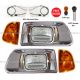 Headlight Reflector Heated High/Low Beam LED with Chrome Bezel and Turn Signal Corner Lamp - Driver & Passenger Side (Fit: Kenworth T300 T330 Truck)
