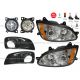 6 Item Combo - Headlight with Fog Lamp and Black Bezel - Driver and Passenger Side (Fit: Kenworth T660)