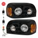 Freightliner Century Headlight Black with LED Corner Lamp Driver and Passenger Side