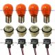 4pcs 7507 Bulb Amber with 4pcs Turn Signal Socket and 4pcs Light Connector Pigtail Wire Harness (Fit: Most Car and Truck )
