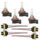 8 Pcs Combo - 4 Pcs H9 Bulbs With 4 Pcs 2 Wire Plug 2 Pin Female Universal Headlight Connector (Fits: 2006-2016 Peterbilt 386 387 Headlight And Various Headlight Connection) 